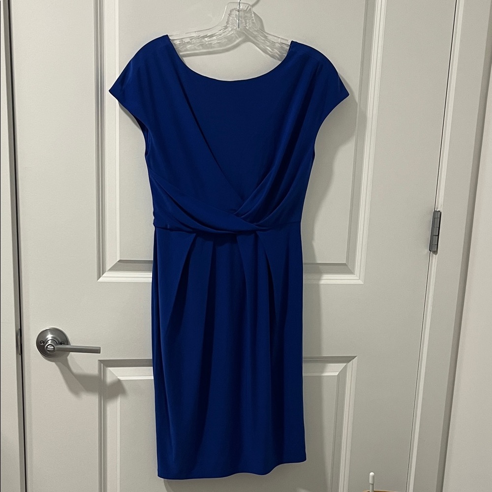 Eliza J Classic Royal Blue Draped Cap-Sleeve Women's Dress